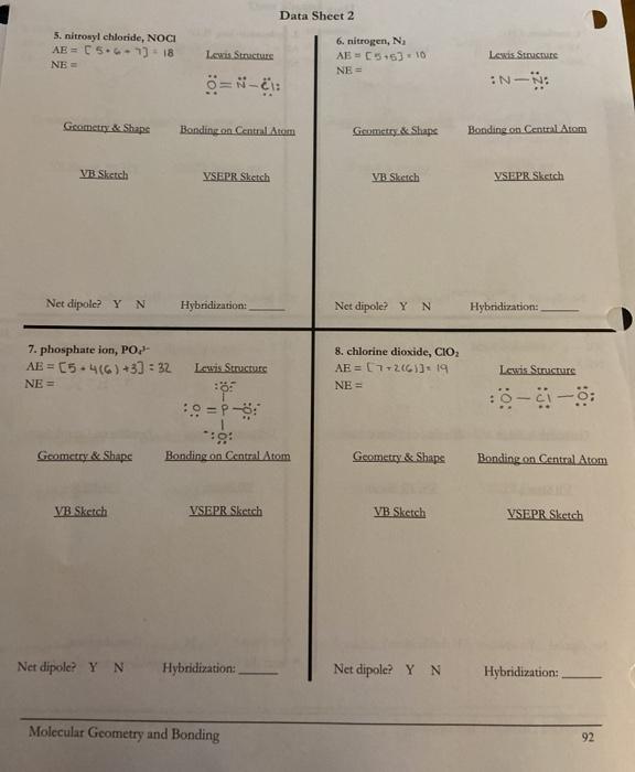 Data Sheet 2 5 Nitroxyl Chloride Noci Ae T5 8 Chegg Com