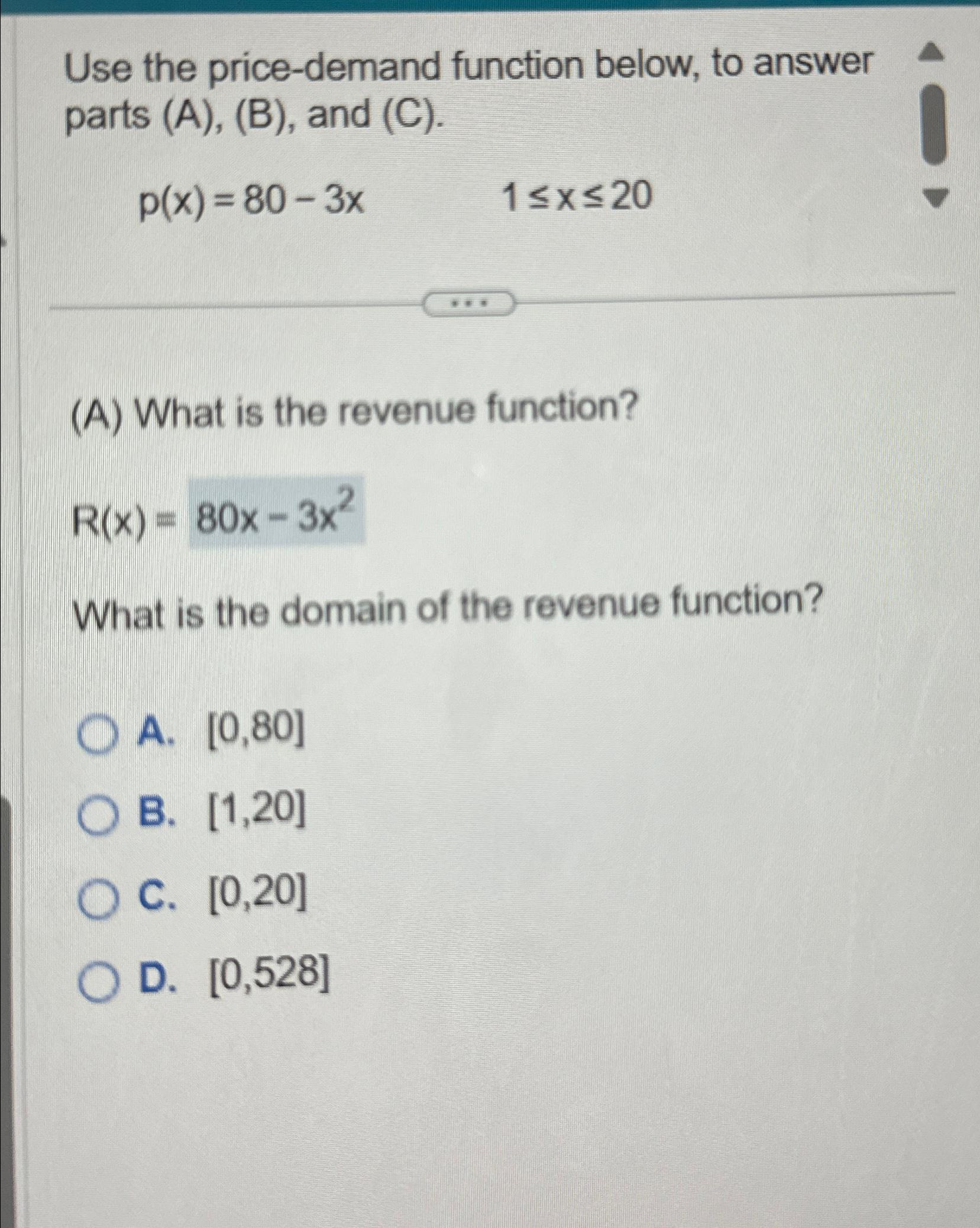 Solved Use the price-demand function below, to answer parts | Chegg.com