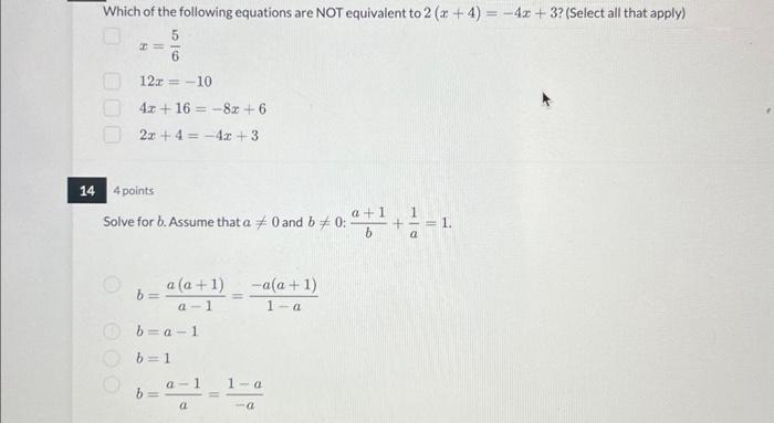 Solved Which of the following equations are NOT equivalent | Chegg.com