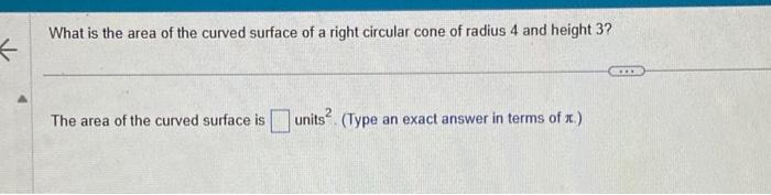 the curved surface area of right circular cone of height 15cm