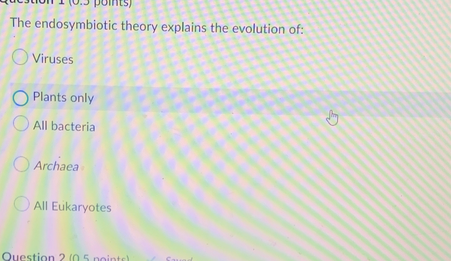 Solved The endosymbiotic theory explains the evolution | Chegg.com