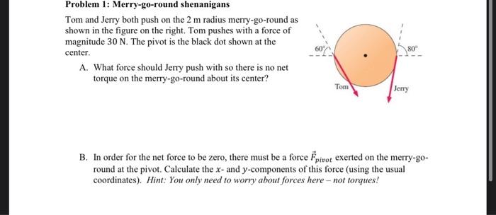 Solved Problem 1: Merry-go-round shenanigans Tom and Jerry | Chegg.com