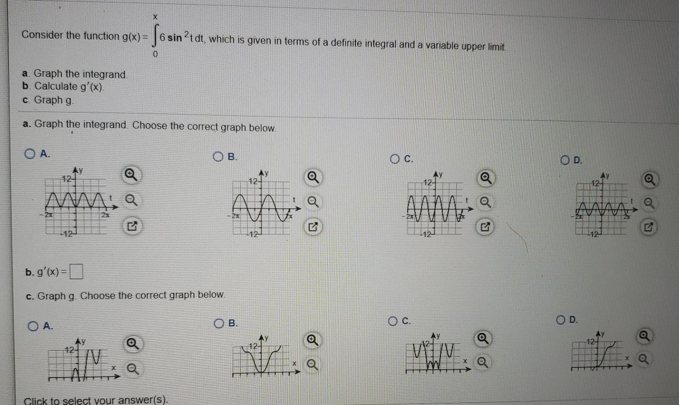 Solved Х Consider the function g(x) = 6 sin’tdt, which is | Chegg.com