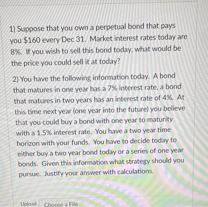 Solved 1) Suppose that you own a perpetual bond that pays | Chegg.com