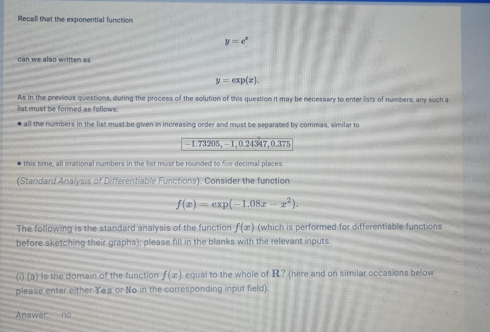 Solved Recall that the exponential function y=e can we also | Chegg.com