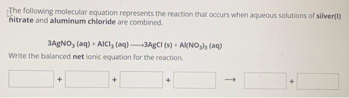 Solved The Following Molecular Equation Represents The 