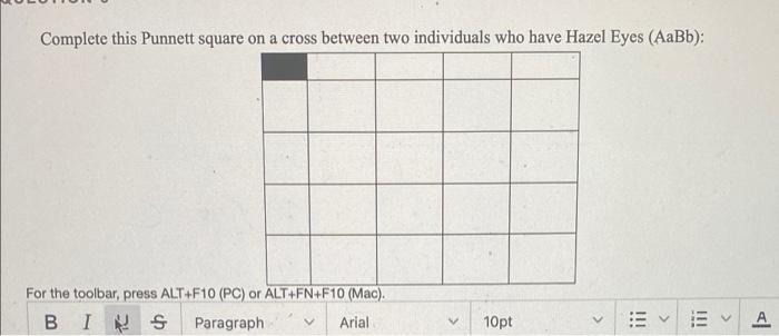 Solved Complete this Punnett square on a cross between two | Chegg.com