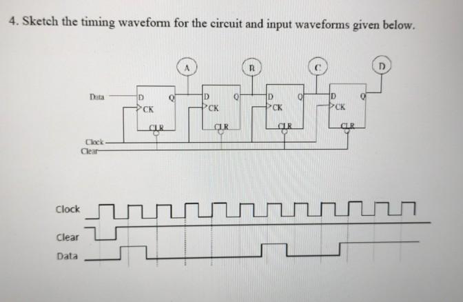 Solved 4. Sketch the timing waveform for the circuit and | Chegg.com