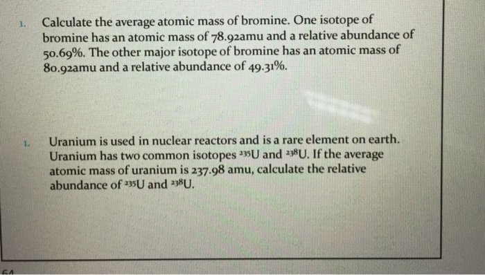 how to calculate the average atomic mass of bromine