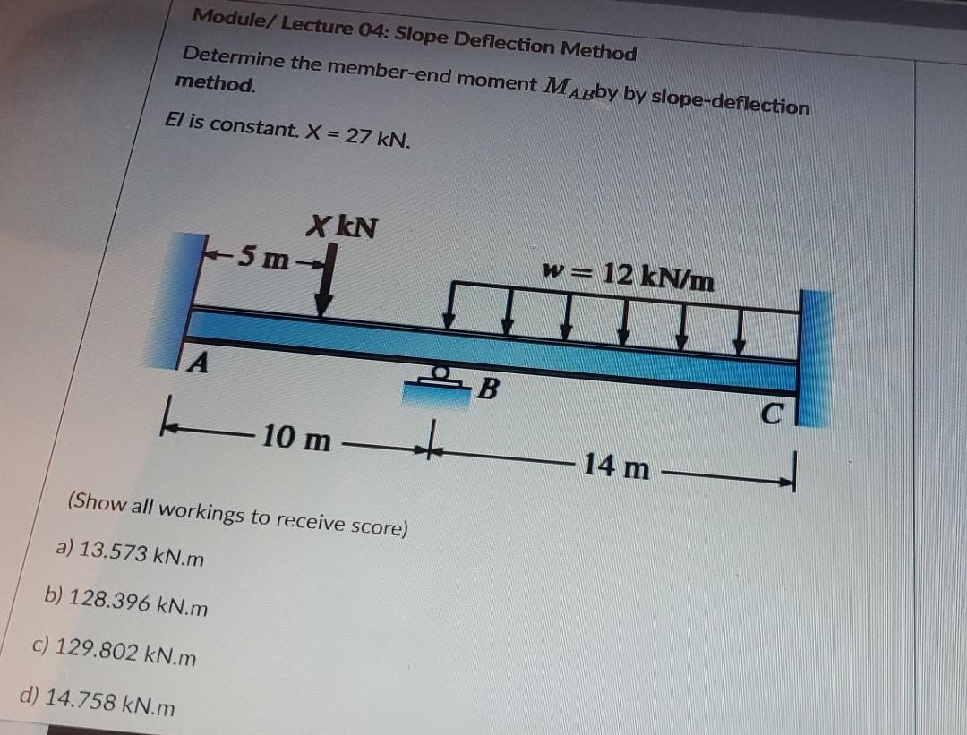 Solved Module/ Lecture 04: Slope Deflection Method Determine | Chegg.com