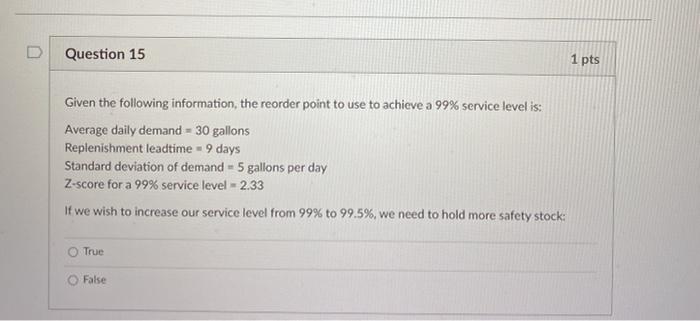 Solved Question 13 1 pts Given the following information, | Chegg.com