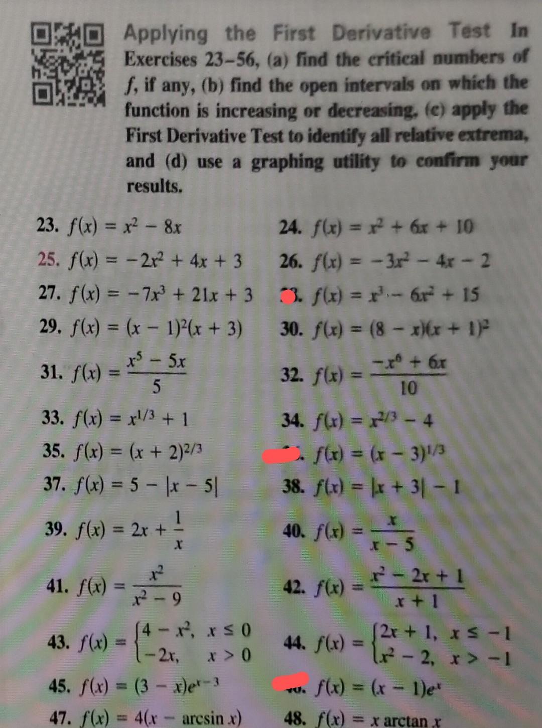 Solved Applying the First Derivative Test In Exercises | Chegg.com
