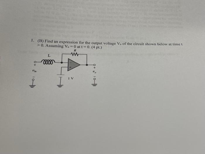 Solved 1. (B) Find An Expression For The Output Voltage V. | Chegg.com