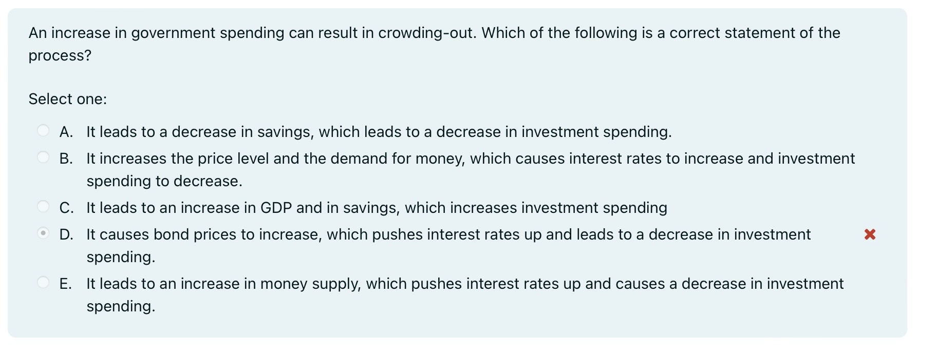 solved: multiple choice question an increase or... Solved An increase in government spending can result in | Chegg.com
