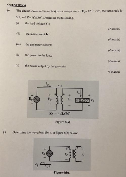 Solved QUESTION 6 The circuit shown in Figure 6(a) has a | Chegg.com