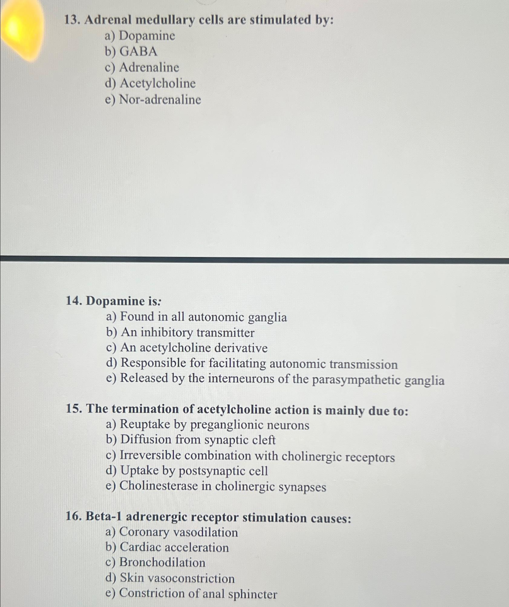 Solved Adrenal medullary cells are stimulated bya)