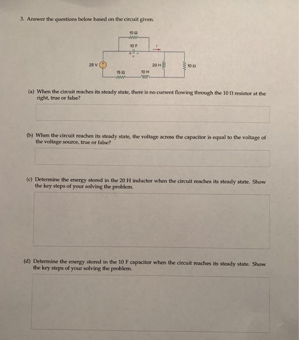 Solved 3. Answer the questions below based on the circuit | Chegg.com