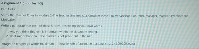 Solved Assignment 1 (modules 1-3) Part 1 of 2 Study the | Chegg.com