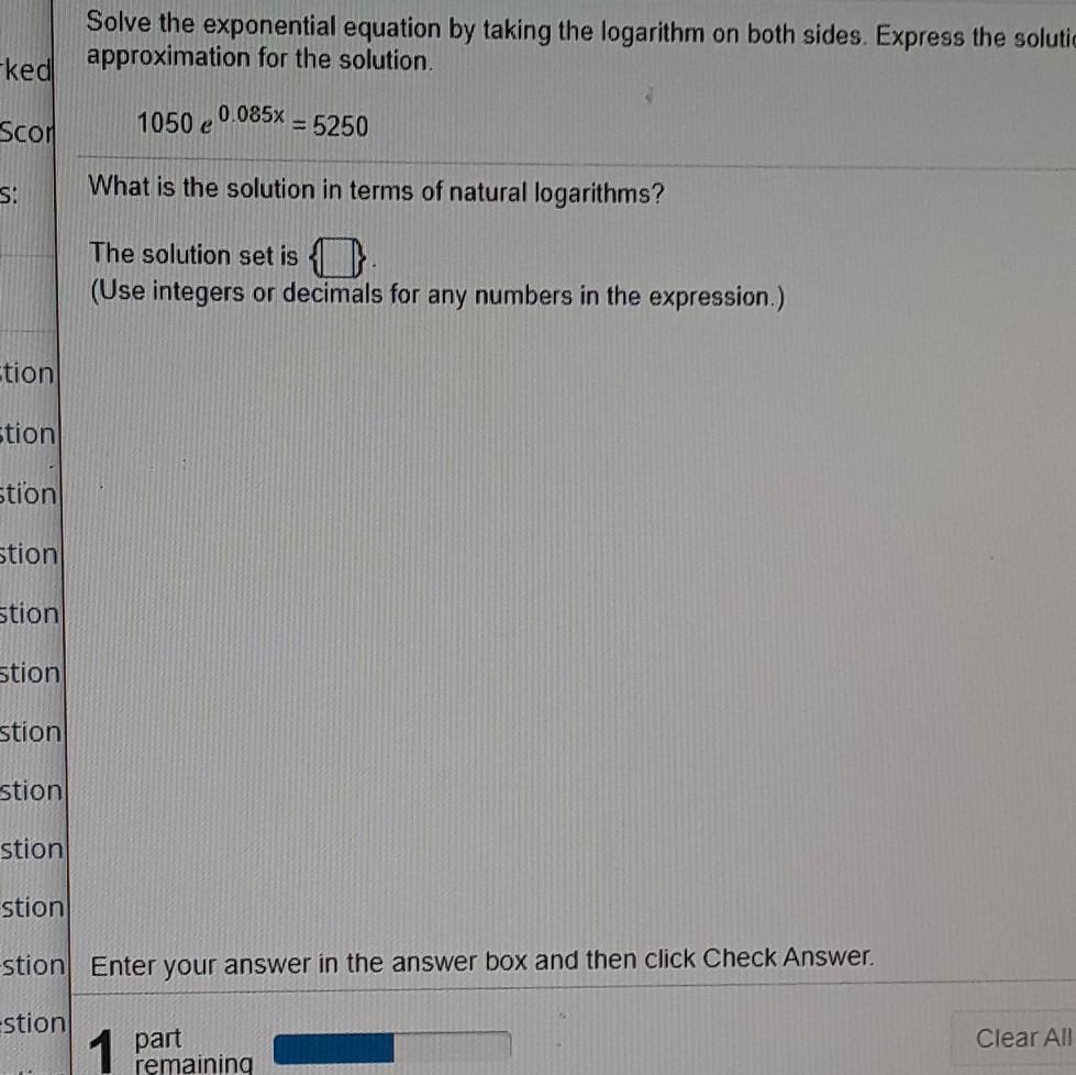Solved Solve the exponential equation by taking the | Chegg.com
