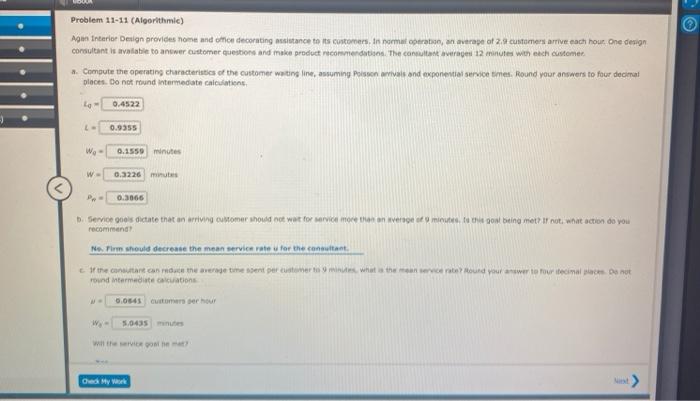 Solved Problem 11-11 (Algorithmic) Agen Interior Design | Chegg.com