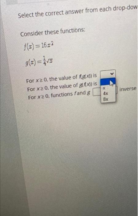 Solved Select the correct answer from each drop-dow Consider | Chegg.com