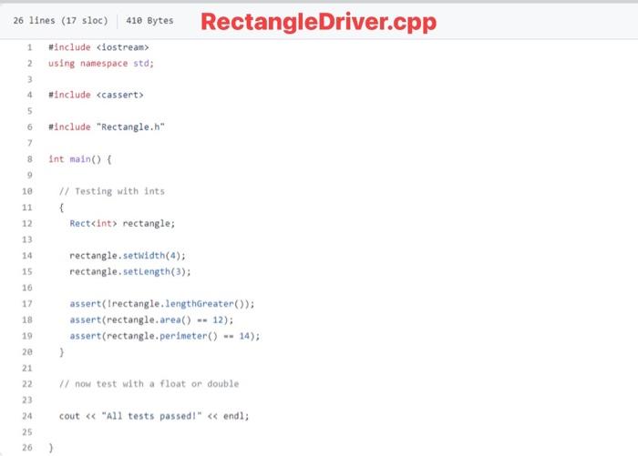 Solved Please answer the full version of Rectangle.h and | Chegg.com