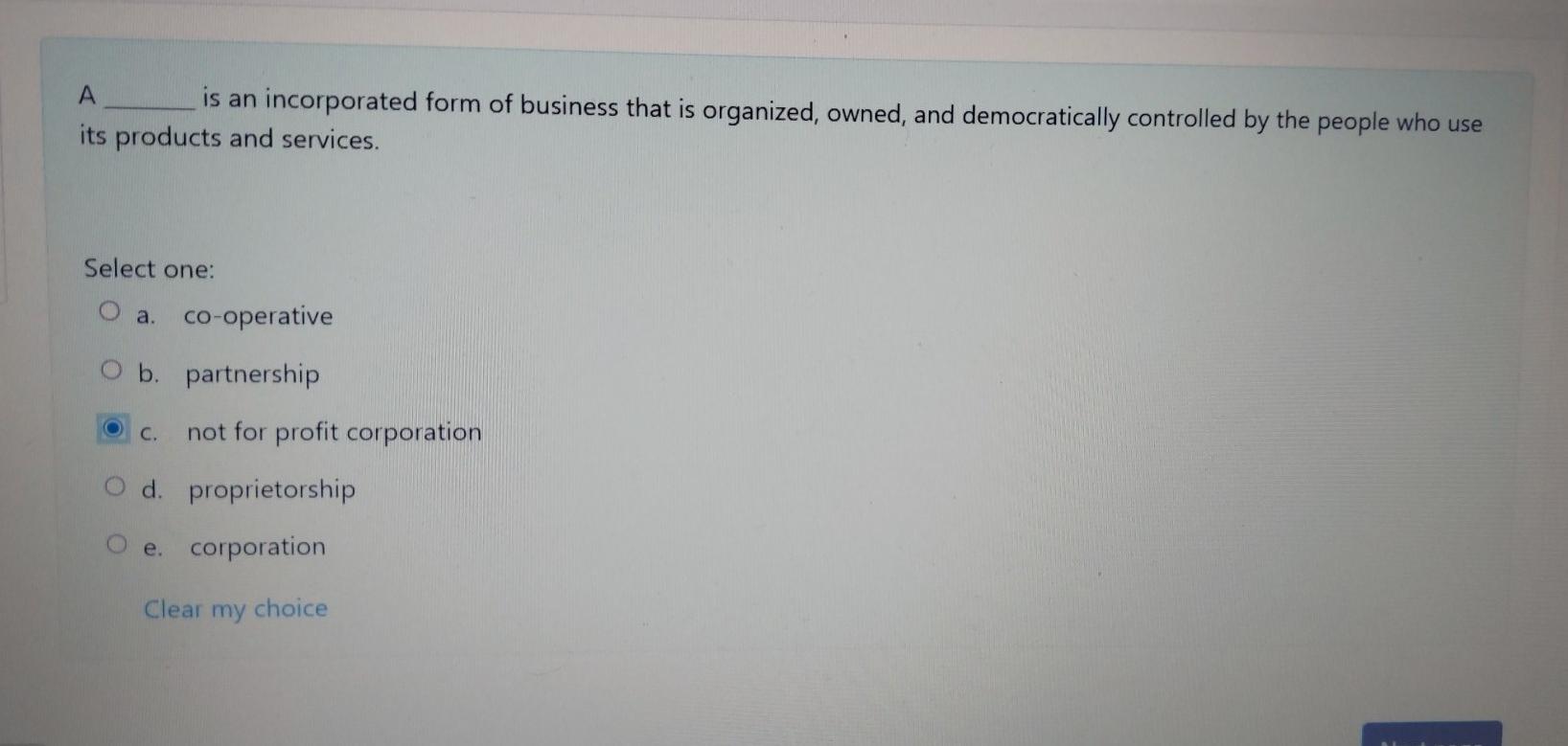 Solved A Is An Incorporated Form Of Business That Is | Chegg.com