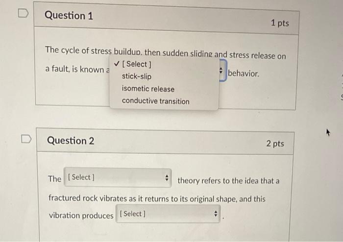 Solved Question 1 1 pts The cycle of stress buildup, then | Chegg.com