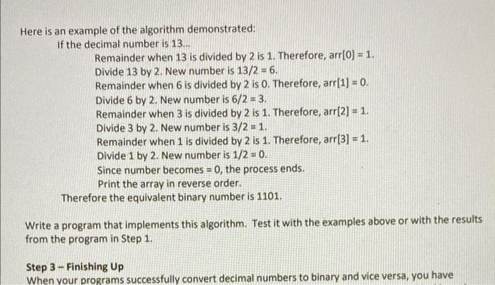 Solved Step 1 - The Binary-to-Decimal Program In this step, | Chegg.com