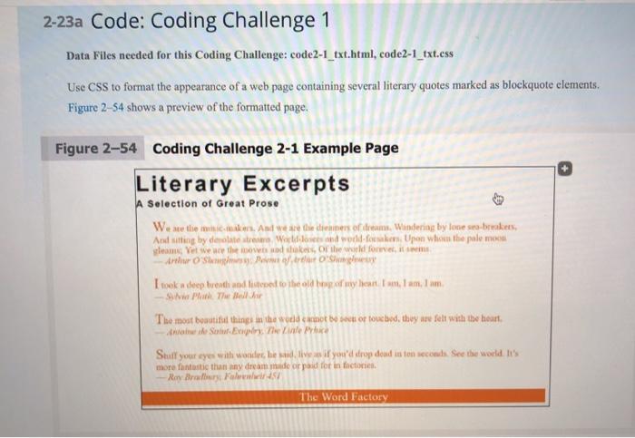 Solved 2-23a Code: Coding Challenge 1 Data Files Needed For | Chegg.com