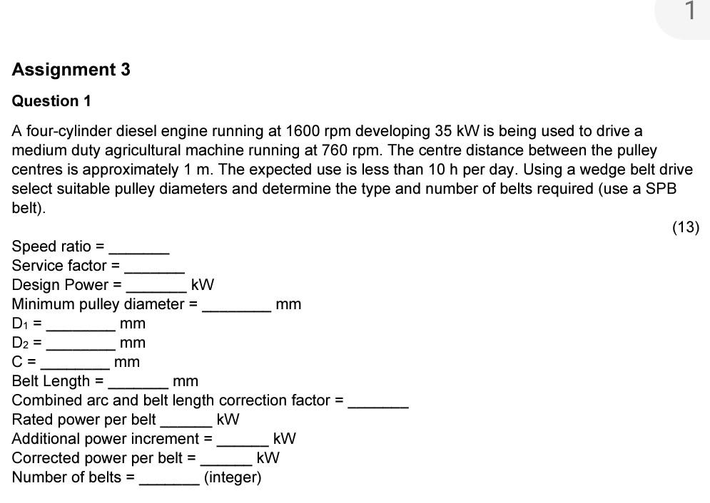Solved 1 Assignment 3 Question 1 A four-cylinder diesel | Chegg.com