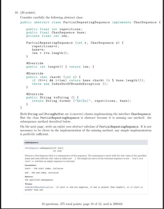 Solved 16. (20 points) Consider carefully the following | Chegg.com