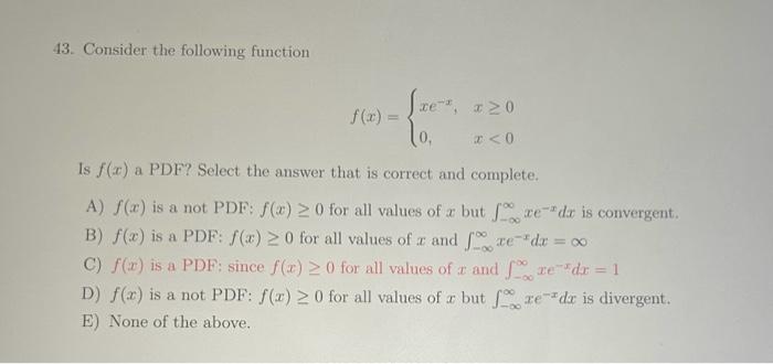 Solved 43. Consider the following function | Chegg.com
