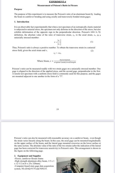 EXPERIMENT Measurement of Poisson's Ratio in Flexure