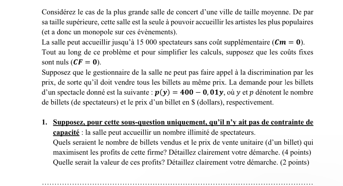 Solved Consid Rez Le Cas De La Plus Grande Salle De Concert Chegg Com