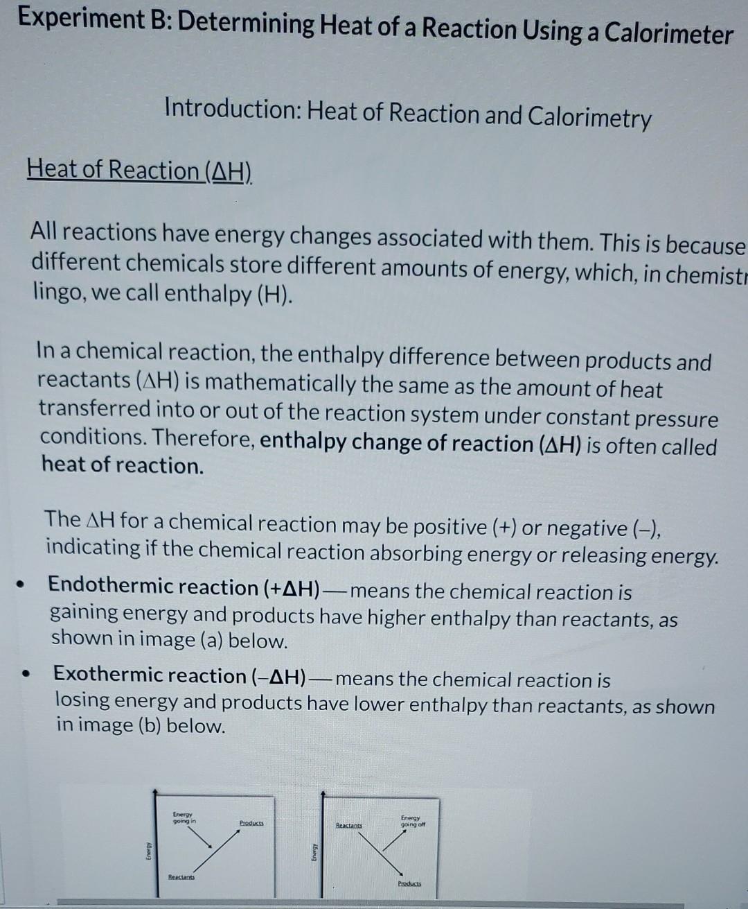 experiment 2 determining the heat of reaction