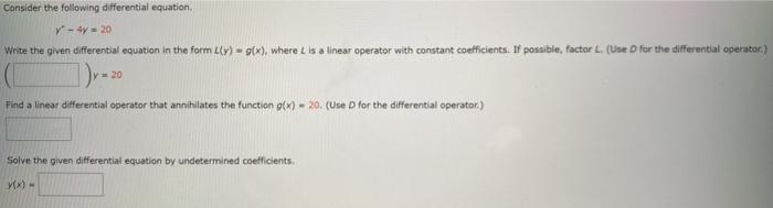 Solved Consider the following differential equation y - 4y - | Chegg.com