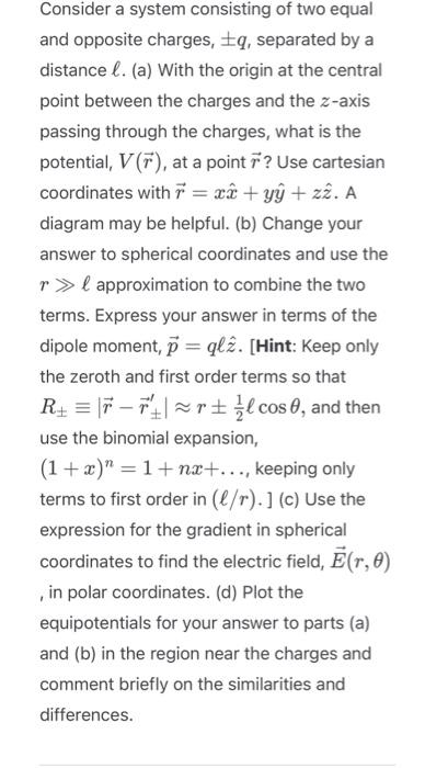 Solved Consider a system consisting of two equal and | Chegg.com