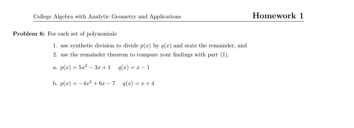 Solved College Algebra with Analytic Geometry and | Chegg.com
