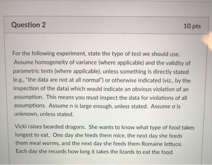 Solved Question 2 10 Pts For The Following Experiment State