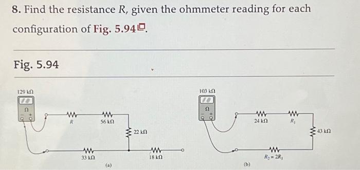 Solved 8. Find the resistance R, given the ohmmeter reading | Chegg.com