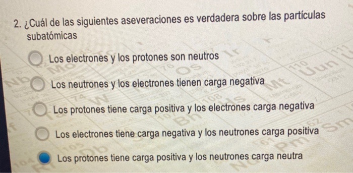 Los electrones tiene carga negativa y los neutrones | Chegg.com