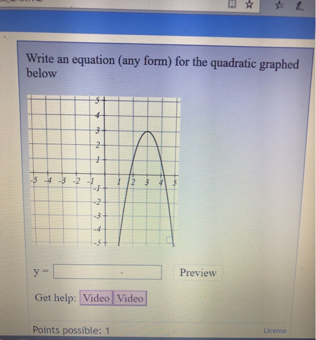 Solved Write an equation (any form) for the quadratic | Chegg.com