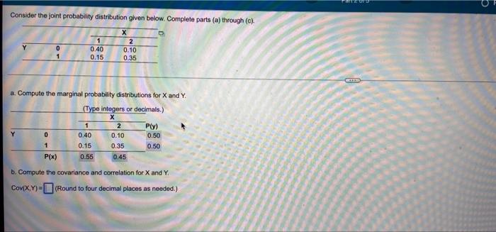 Solved Consider the joint probability distribution given | Chegg.com