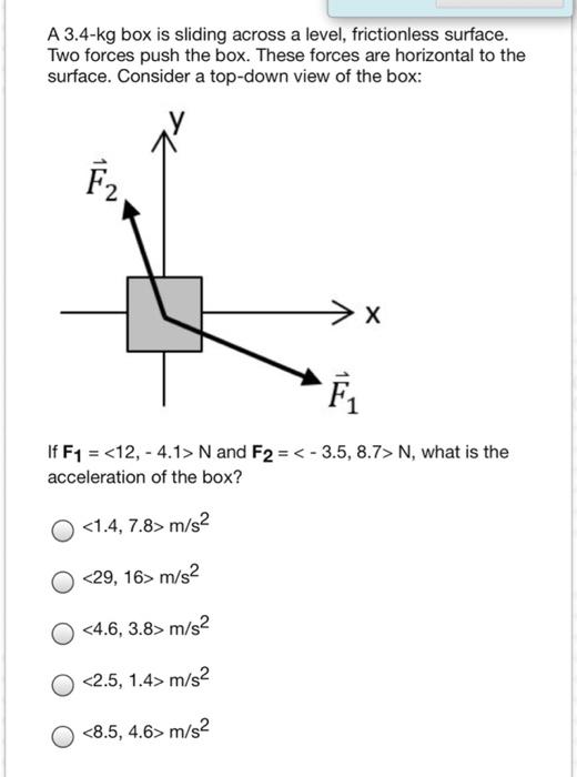 Solved A 3.4kg box is sliding across a level, frictionless