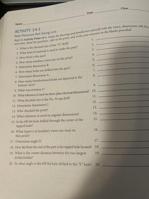 Solved Class Date Refer to Activity Print 14-1. Study the | Chegg.com