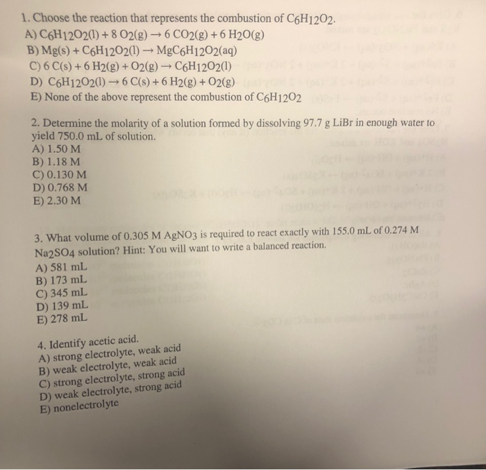 1 Choose The Reaction That Represents The Bustion Chegg 