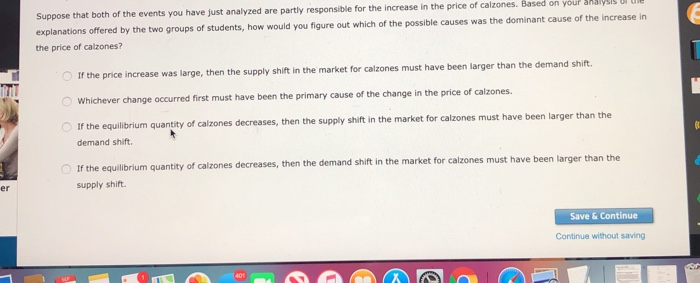 Suppose that both of the events you have just analyzed are partly responsible for the increase in the price of calzones. base