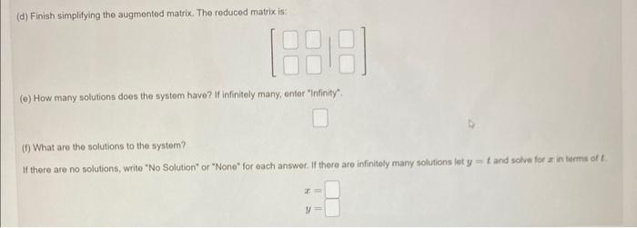 Solved (1 point) Solve the following system using augmented | Chegg.com