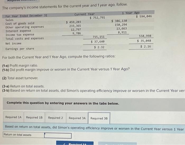 Solved The Company's Income Statements For The Current Year | Chegg.com